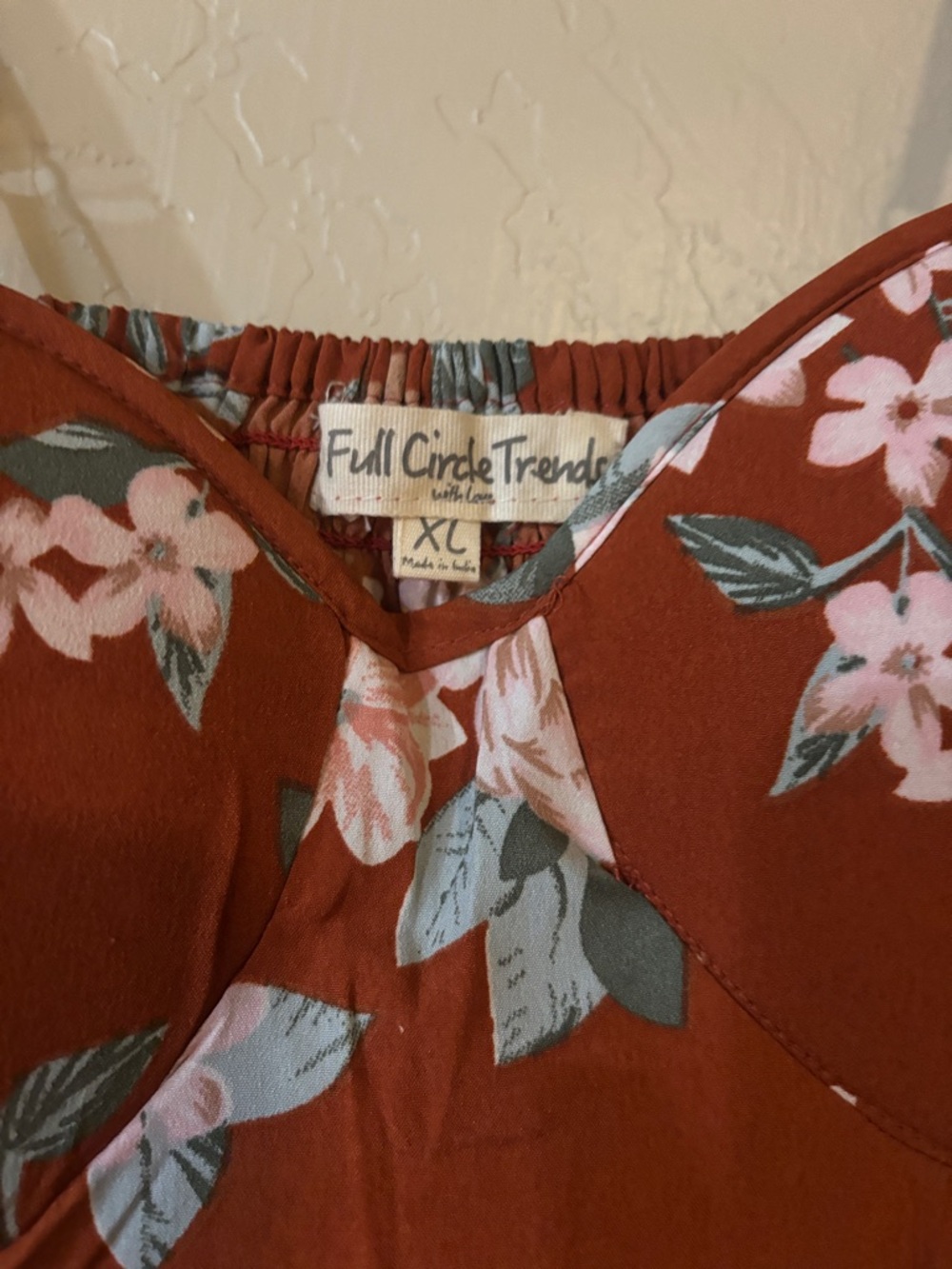 Rust Floral Sundress with Sweetheart Neckline - Picture 2 of 6